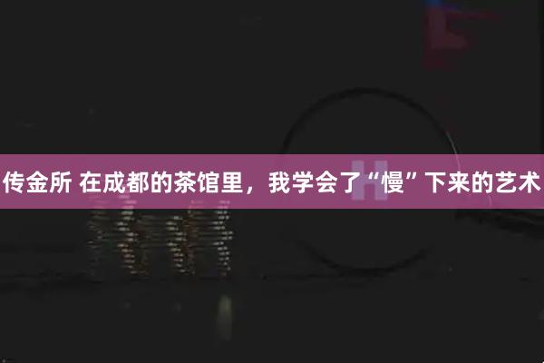 传金所 在成都的茶馆里，我学会了“慢”下来的艺术